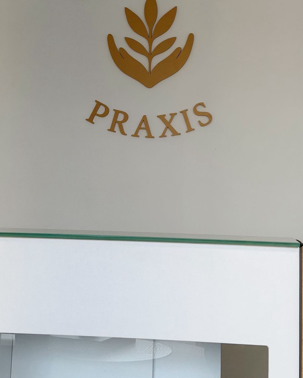 3D-Wandlogo für die FemNatur Praxis – Referenzprojekt von Visuellewand