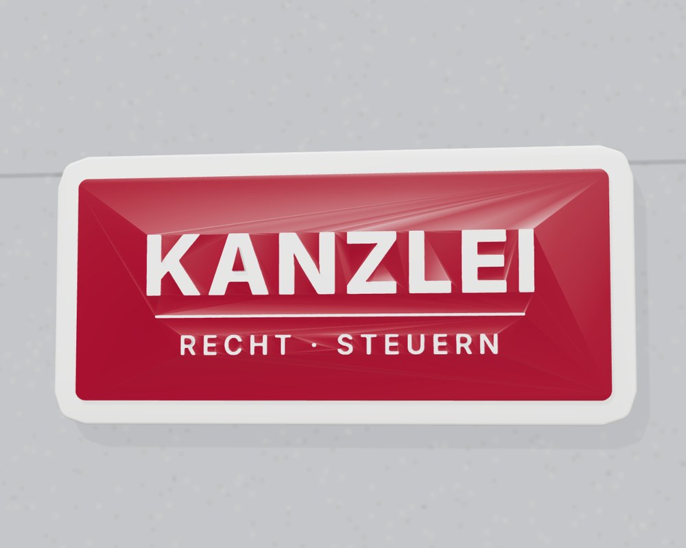 Emblem-Schild für Kanzlei oder Praxis – Visualisierung von Visuellewand