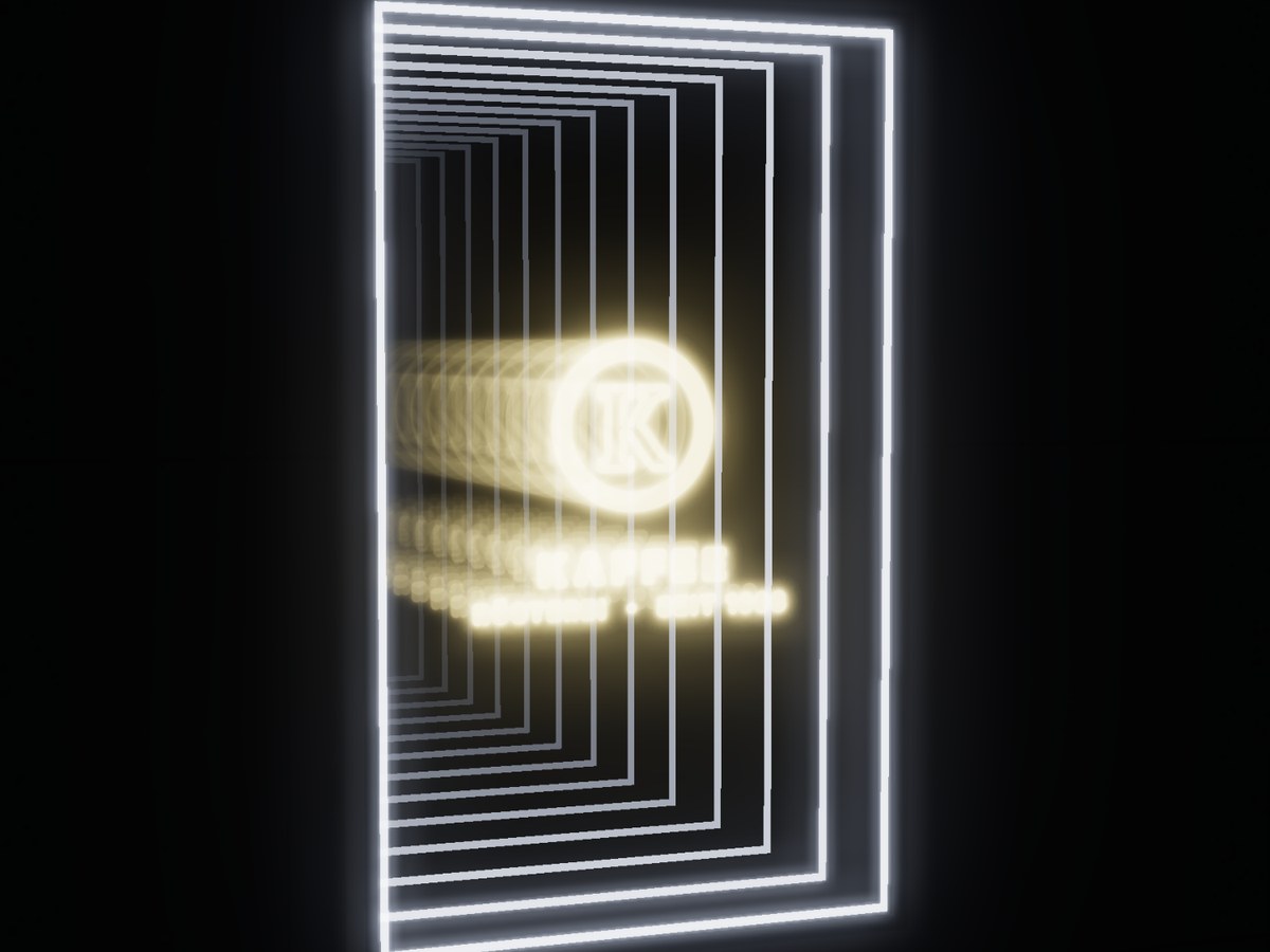 Infinity-Spiegel mit Logo – Visualisierung von Visuellewand