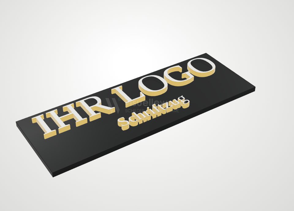 Vorschau des 3D-Konfigurators: 3D-Buchstaben auf einem Kasten, frei drehbar (Visualisierung)