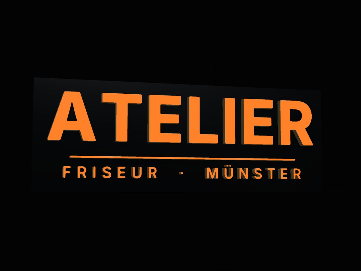 Leuchtkasten mit 3D-Buchstaben bei Nacht – Visualisierung von Visuellewand