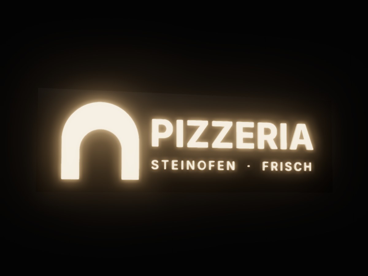 Durchgesteckter Leuchtkasten bei Nacht – Visualisierung von Visuellewand