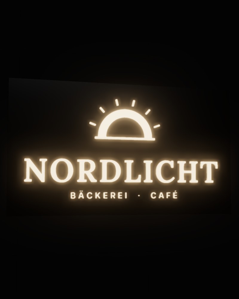 Leuchtkasten mit durchgesteckten Buchstaben — Licht direkt aus der Kontur. – Visualisierung von Visuellewand
