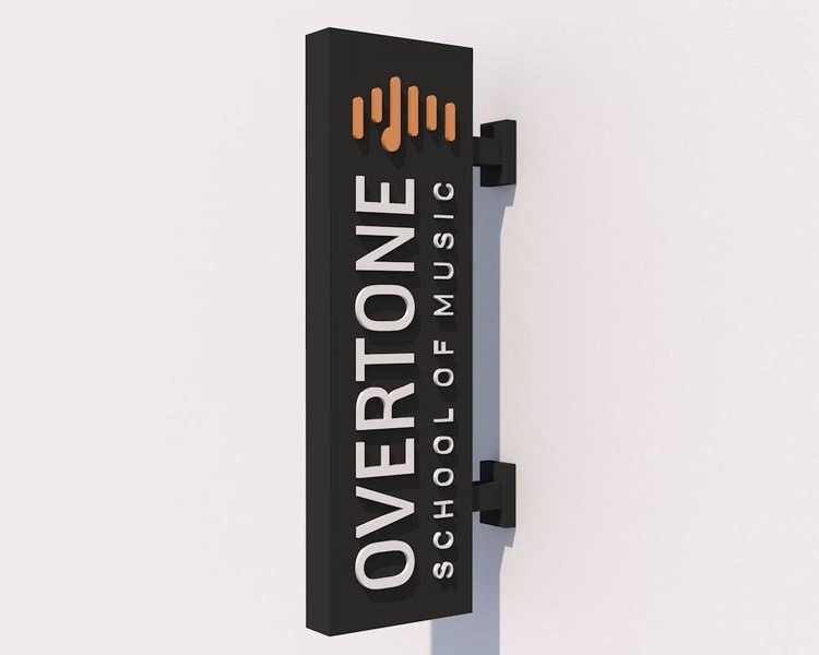 Hochkant-Nasenschild mit 3D-Buchstaben – Visualisierung von Visuellewand