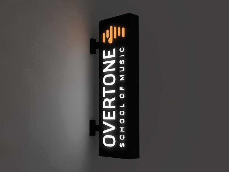 Beleuchtetes Nasenschild bei Nacht – Visualisierung von Visuellewand