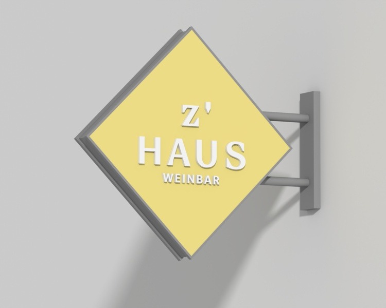 Nasenschild mit plastischem 3D-Logo – Visualisierung von Visuellewand