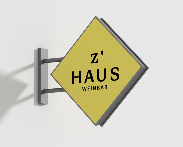 Nasenschild in Rautenform mit Digitaldruck – Visualisierung von Visuellewand