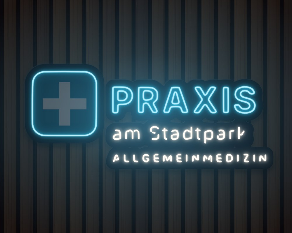Empfangsschild mit Logo & Leuchtakzent – Visualisierung von Visuellewand