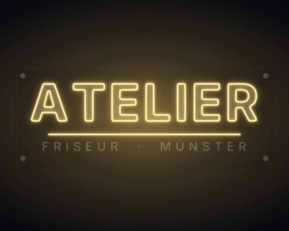 Einfarbige Neon-Kontur mit Druckhintergrund – Visualisierung von Visuellewand